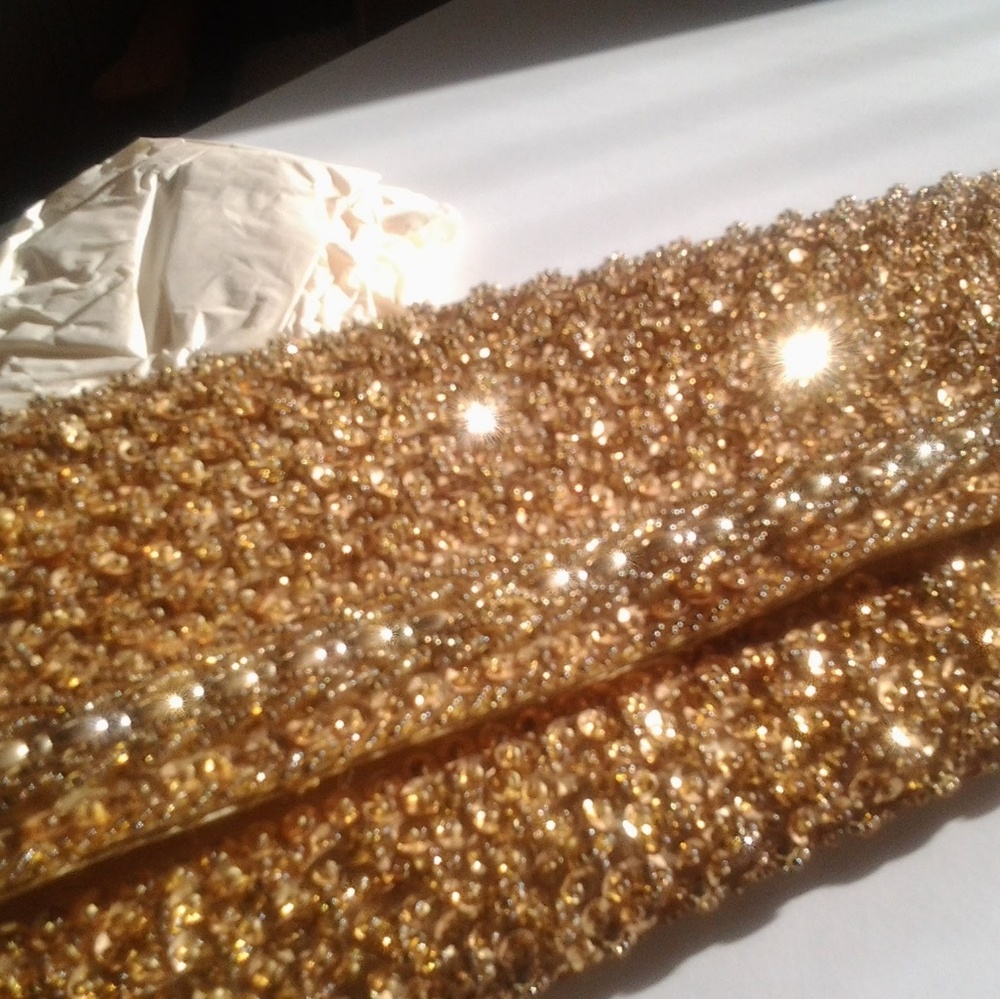 Gold sequin handbag by Le Royale